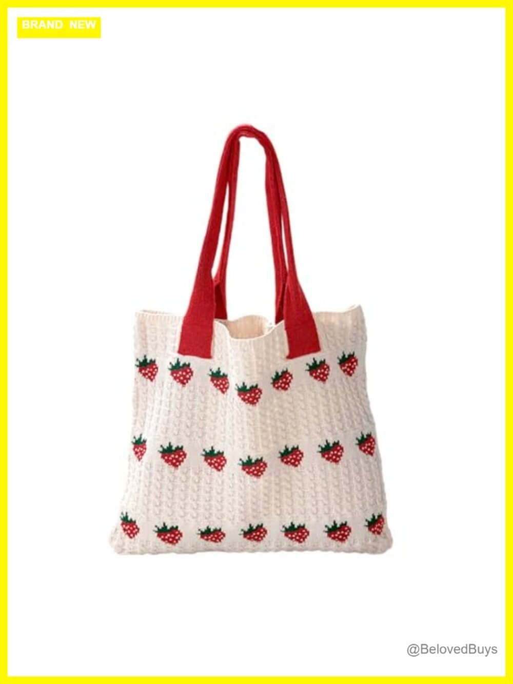 Crochet Strawberry Tote Bag Shoulder Handbag Knitting Aesthetic Handmade Weaving